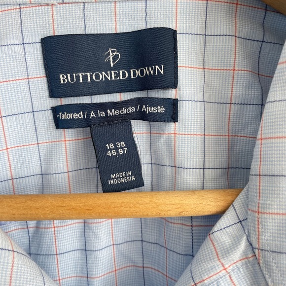 Buttoned Down Tailored Blue Orange Checkered Button Down Dress Shirt Size XXL - Picture 7 of 7